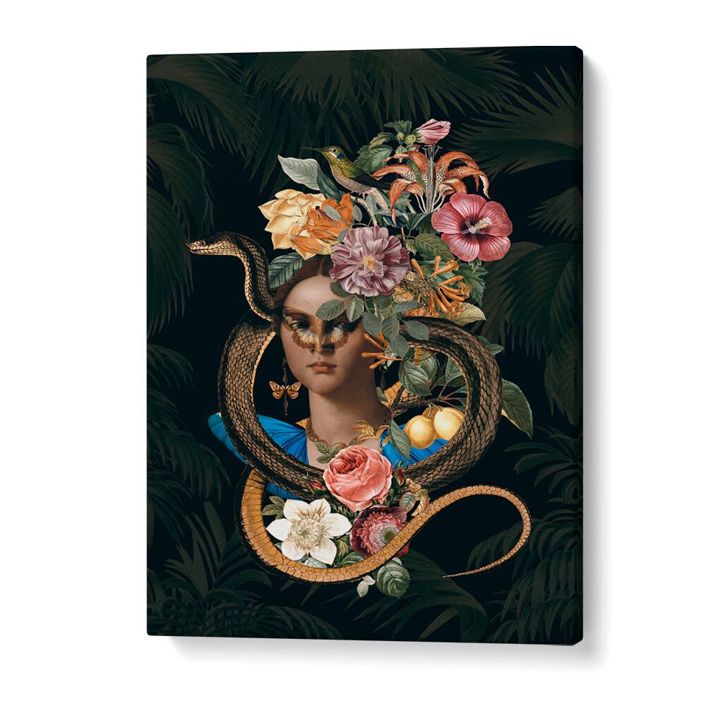 Stunning SNAKE PRINCESS, ALTERED ART PRINTS by Andrea Haase, featuring a whimsical blend of nature and fantasy.