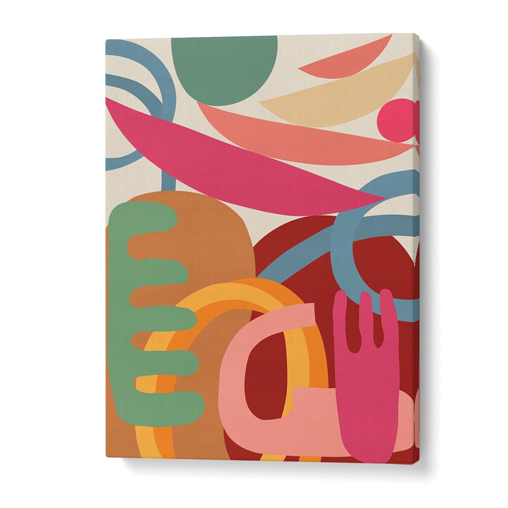 Vibrant ORGANIC, GEOMETRIC ART PRINTS featuring fluid shapes and colors, perfect for modern artistic spaces.