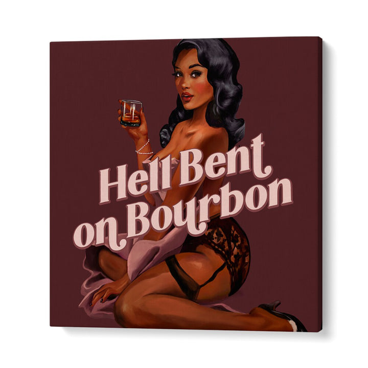 Hell Bent, Portraits showcases a stunning illustration of femininity and strength in a vibrant setting.