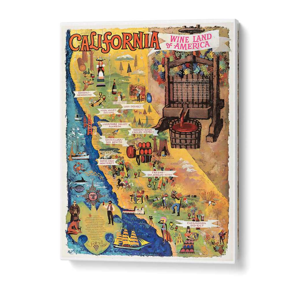 Colorful CALIFORNIA, VINTAGE TRAVEL POSTERS showcasing iconic landscapes and cultural elements, perfect for decor.