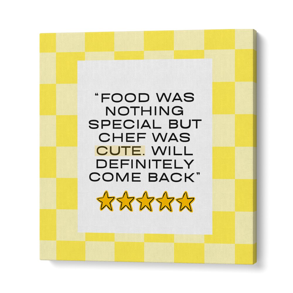 Brighten your kitchen with CUTE CHEF-YELLOW, QUOTES poster featuring charming chef-inspired typography.