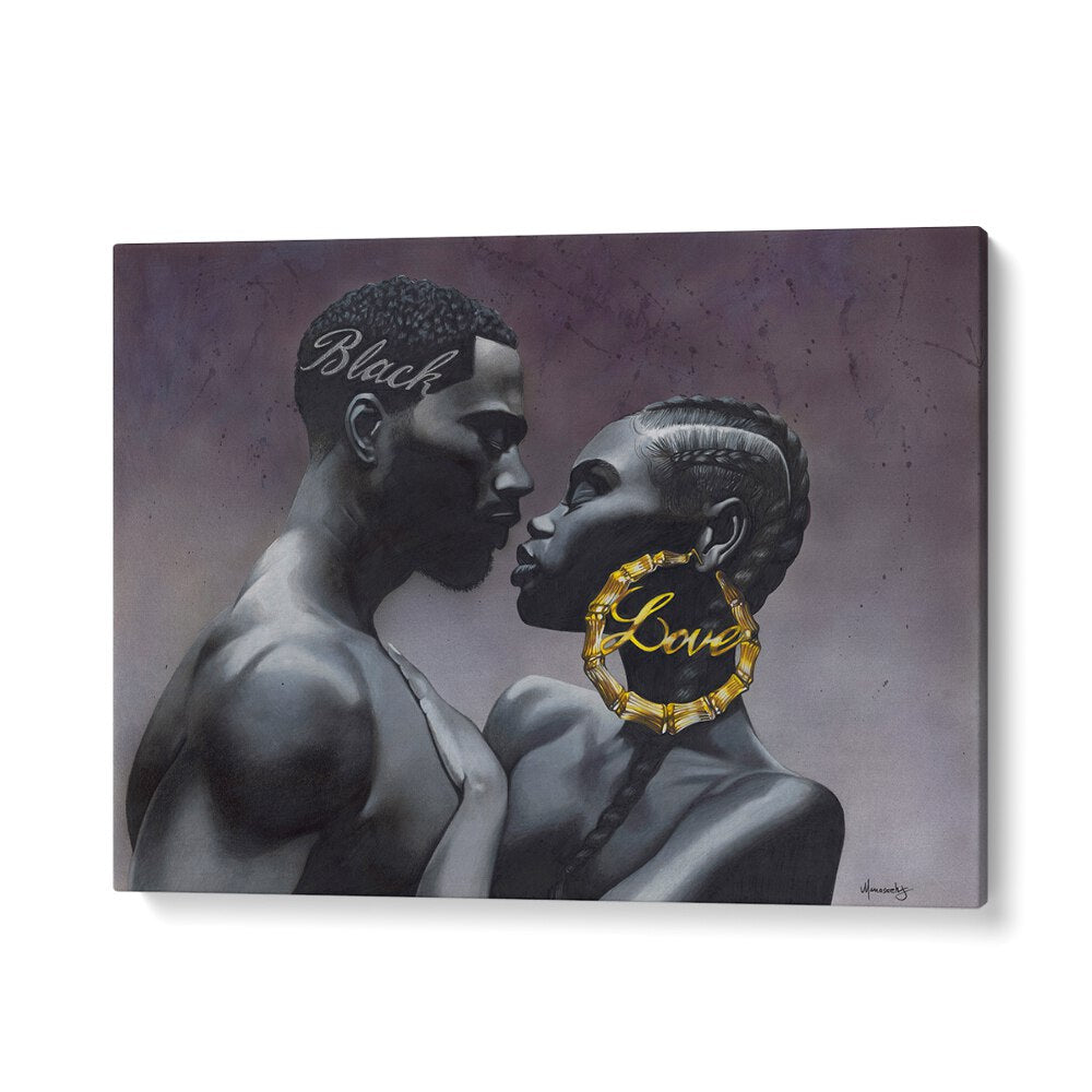 Elegant BLACKLOVE, AFRICAN ART PAINTINGS showcasing a powerful embrace, celebrating love and sophistication.