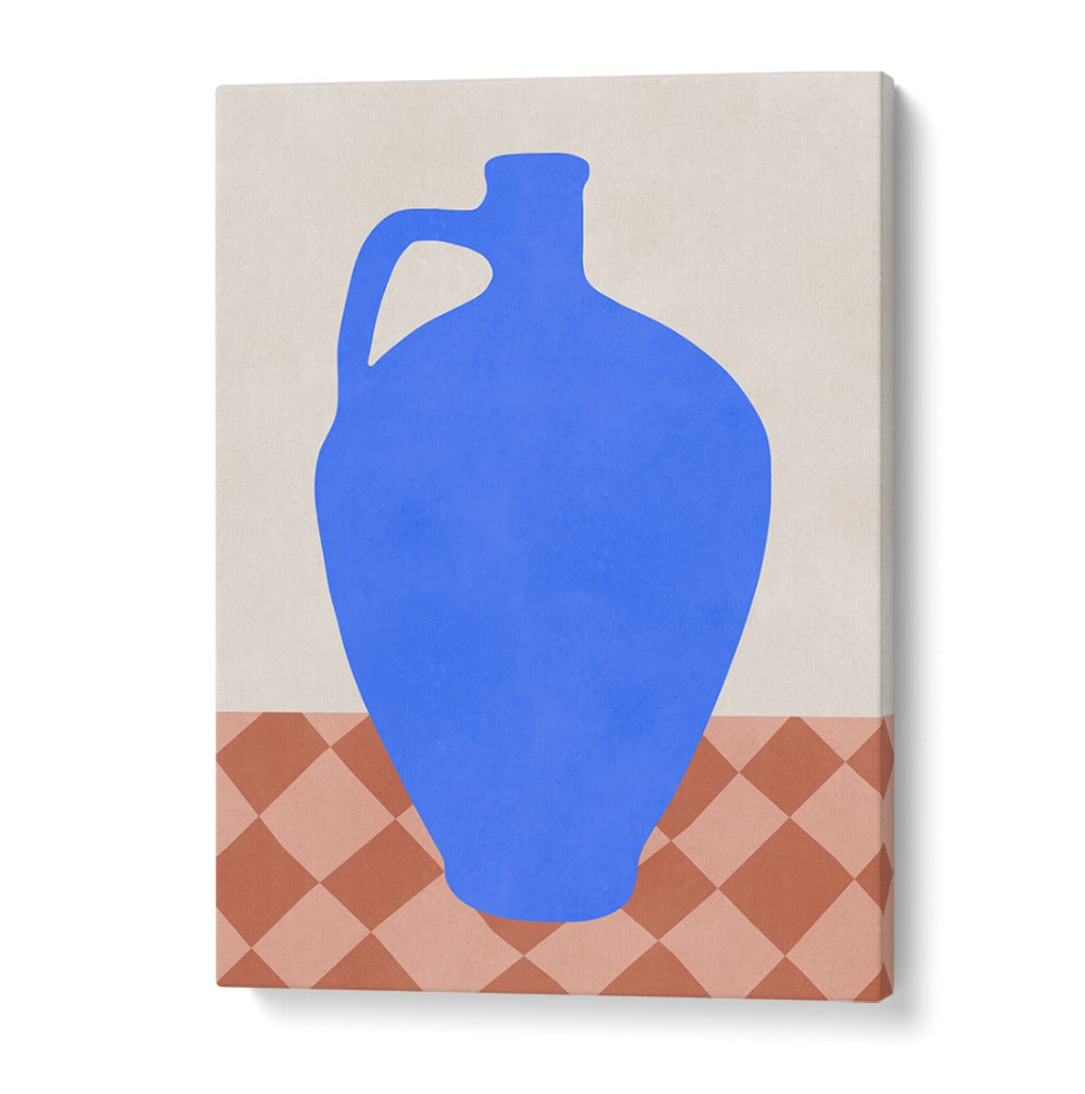 Bright blue vase artwork in TRIBAL SHAPES VII, GEOMETRIC ART PRINTS, perfect for contemporary decor.