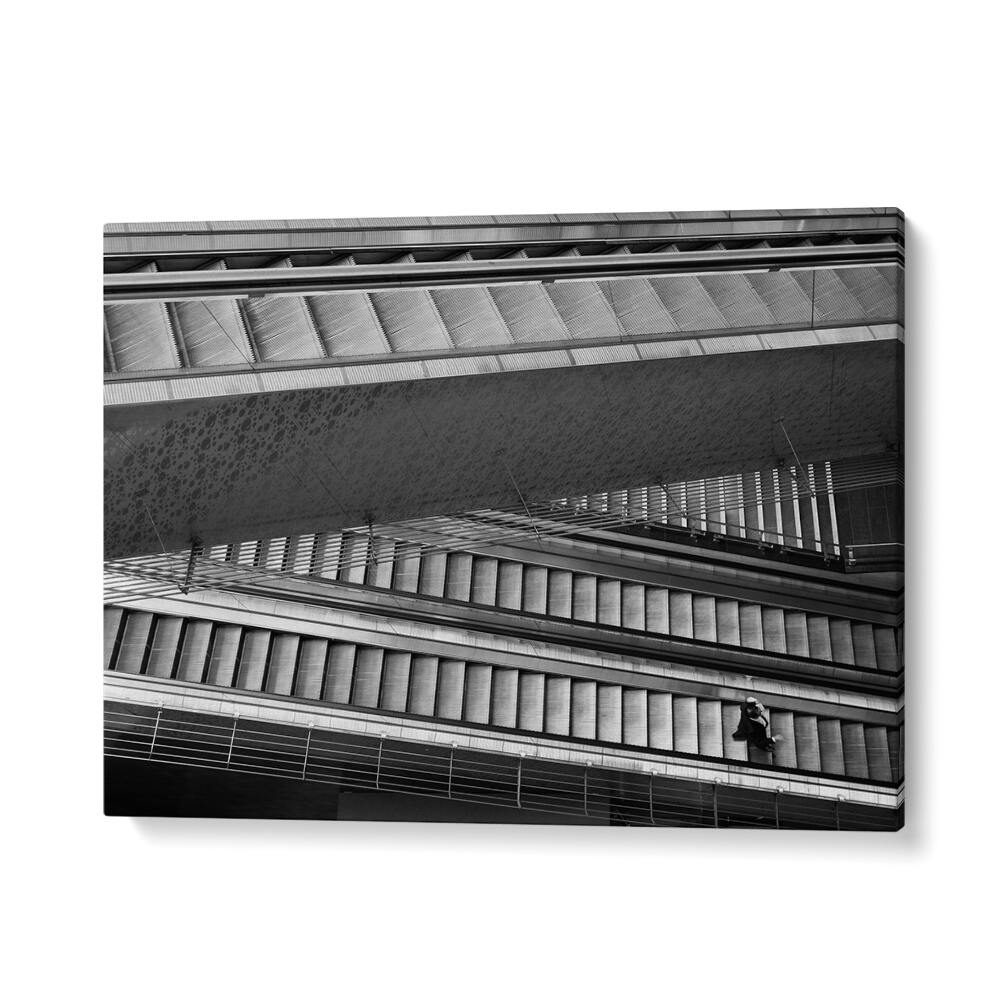 Stylish urban scene in black and white from the UNTITLED V, PHOTOGRAPHY PRINTS collection, capturing city dynamics.