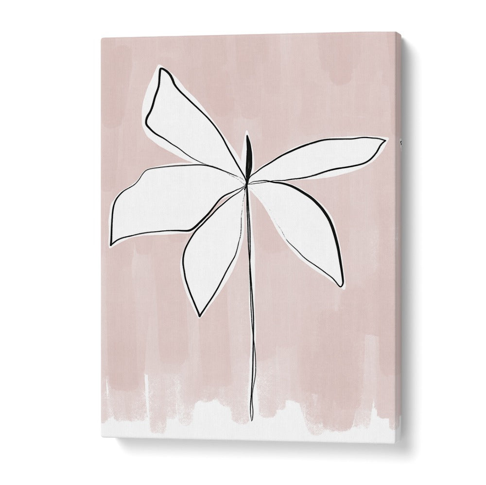 Minimalist white blossom on blush canvas PETAL WHISPERS , FLORAL FLOWER PAINTINGS