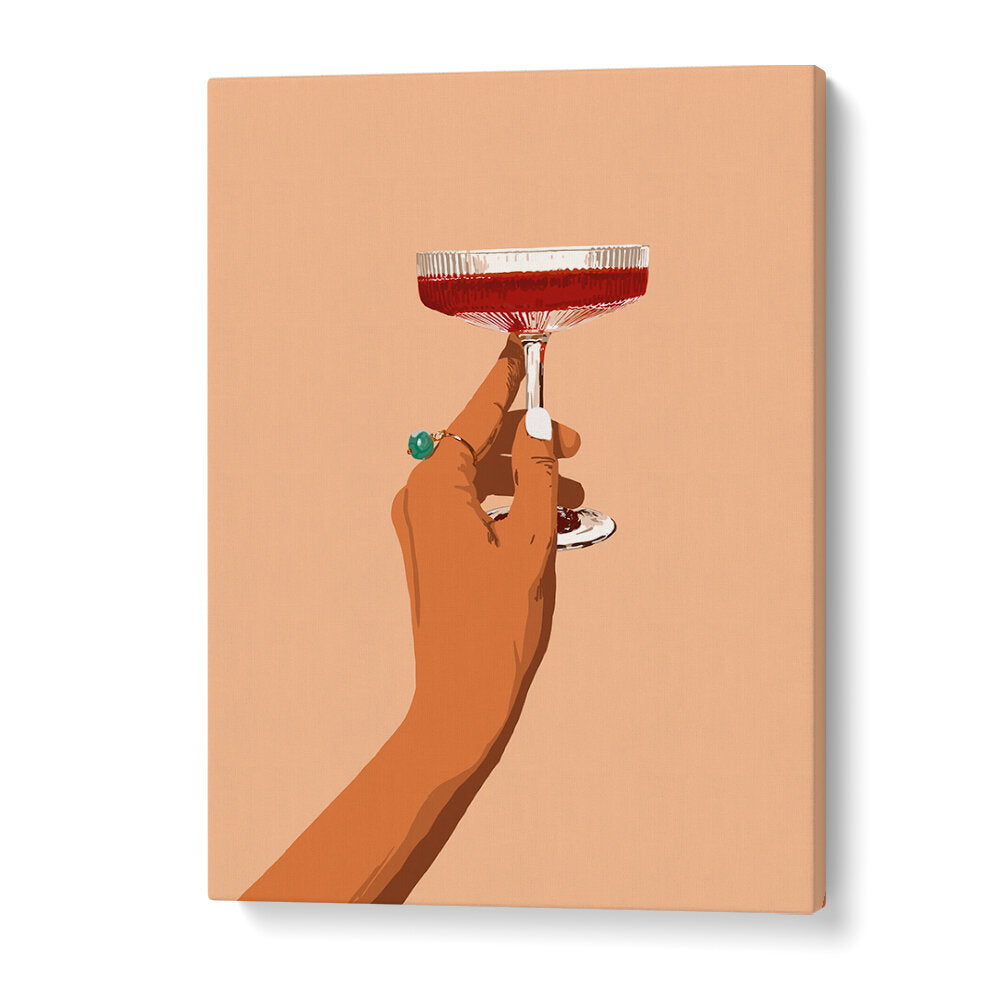 A HAND HOLDING A GLASS OF RED WINE , BAR & CAFE ART