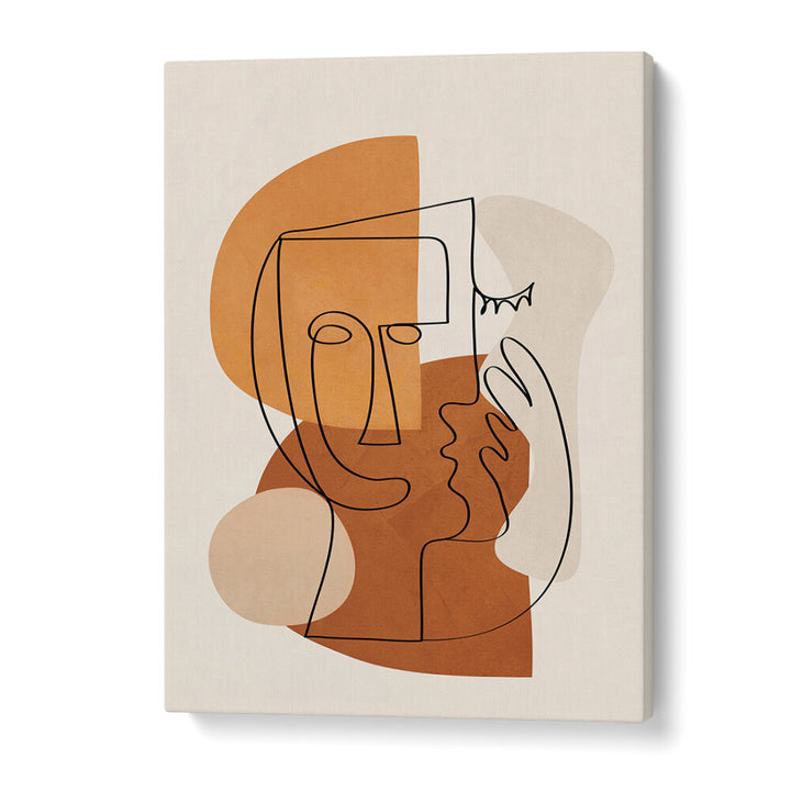 ABSTRACT CLAY FACES I , BOHO ART PAINTINGS