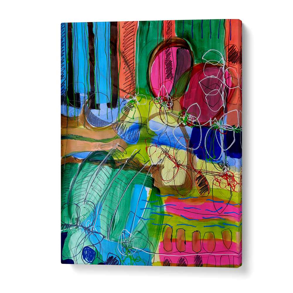 Vibrant abstract painting, "COMPOSITION FOR A SUNDAY MORNING, ABSTRACT PAINTINGS," perfect for enhancing your living space.