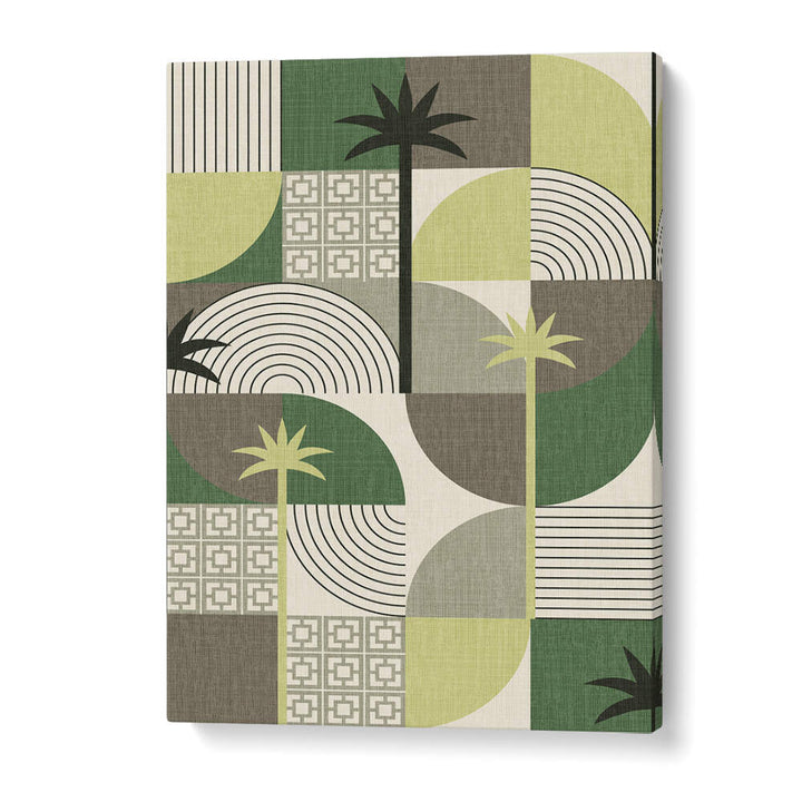 DESERT SHAPES AND PALMS GREEN , FLORAL FLOWER PAINTINGS