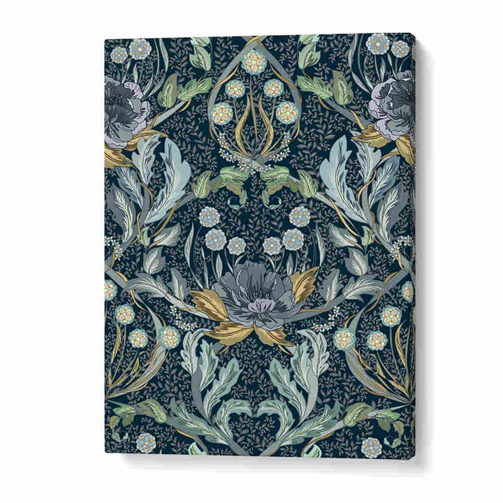 Elegant Floral Blue Pattern Art Prints enhance any room with bohemian charm and intricate detail. Perfect for decor.