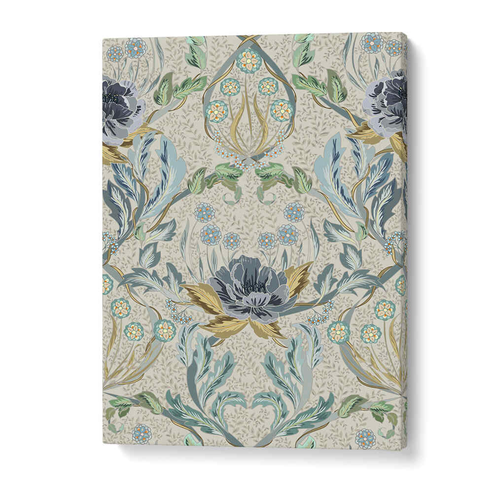 HAZY BLUE TINTED PATTERN, PATTERN ART PRINTS feature intricate floral designs in soothing hues for a modern touch.
