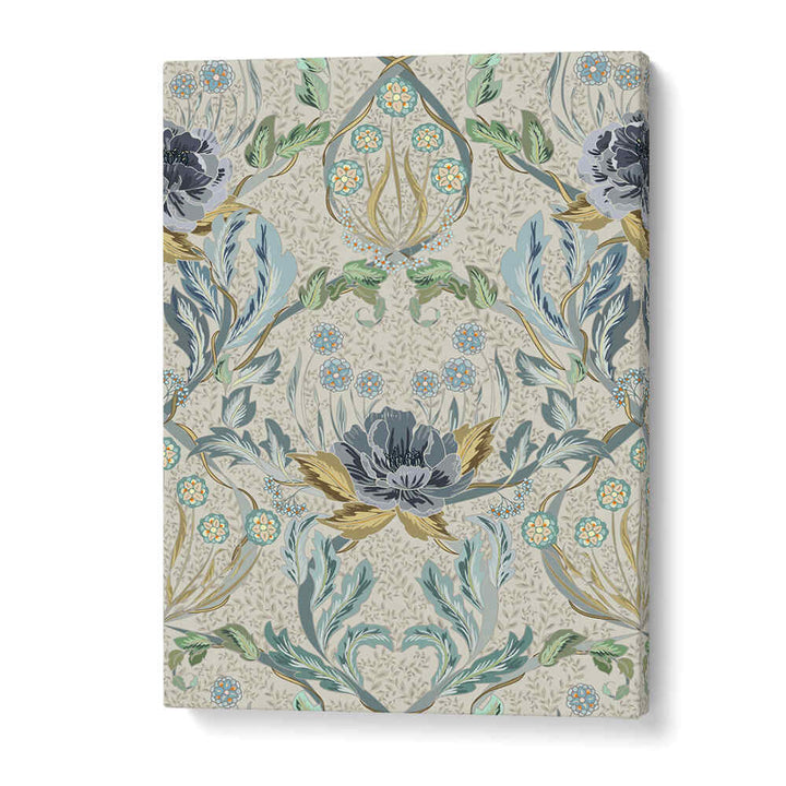 HAZY BLUE TINTED PATTERN, PATTERN ART PRINTS feature intricate floral designs in soothing hues for a modern touch.