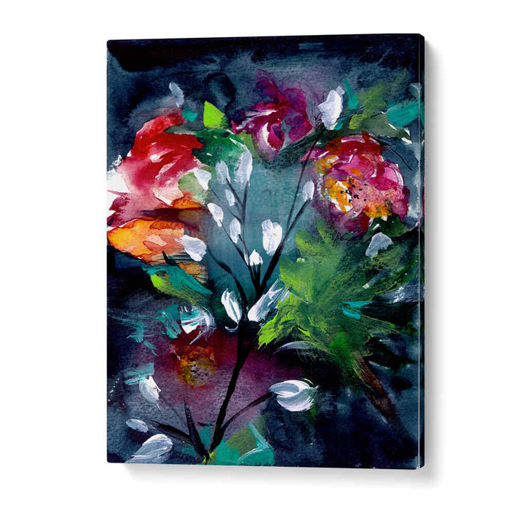 NIGHT GARDEN III , FLORAL FLOWER PAINTINGS