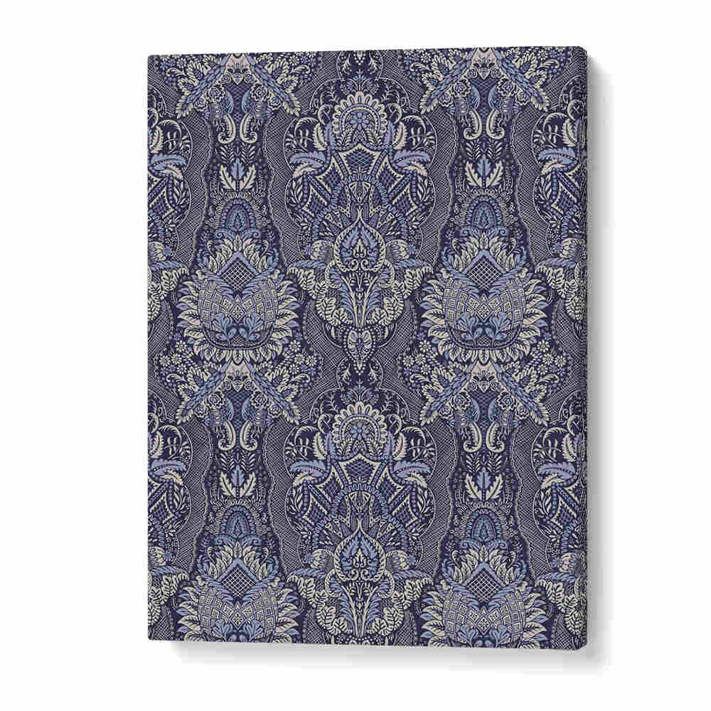 ORNATE FLORAL ELEGANCE MIDNIGHT BLUE , PATTERN ART PRINTS