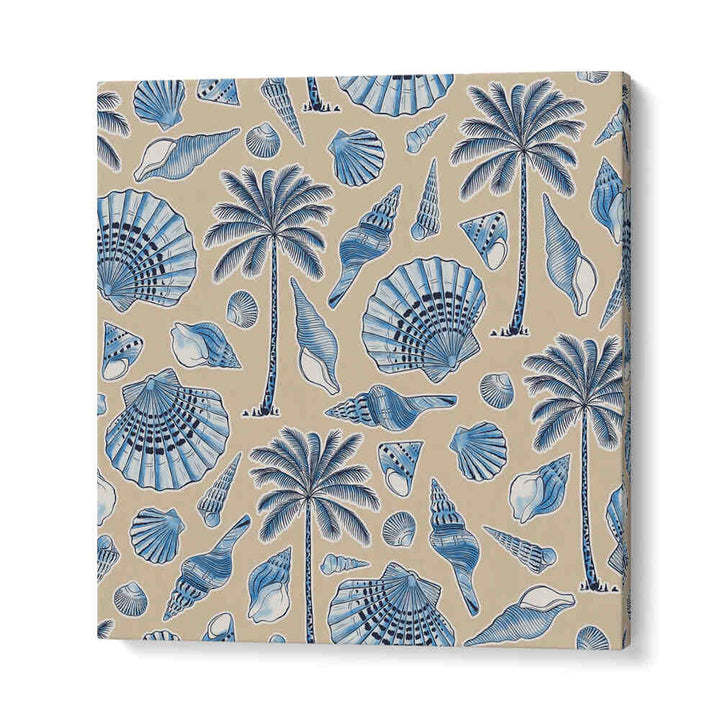 SEASHELLS AND PALM TREES SAND , BEACH PAINTINGS