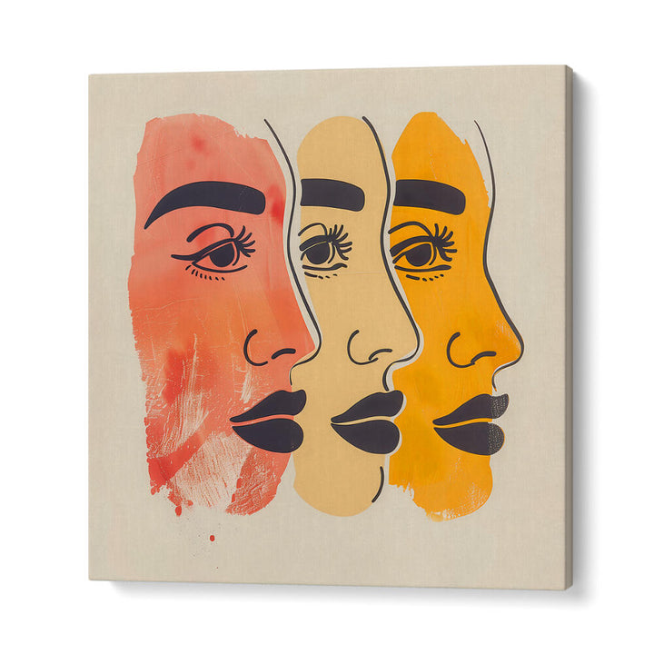 THREE FACES , BOHO ART PAINTINGS