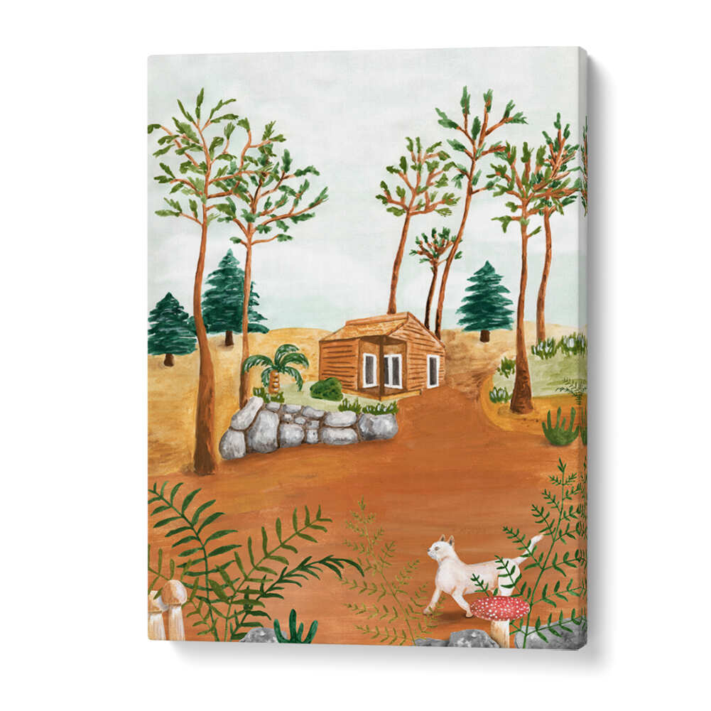CABIN IN THE WOODS , LANDSCAPE PAINTINGS