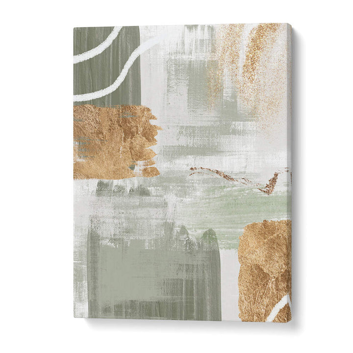 WHITE LINES ON GREEN II , BOHO ART PAINTINGS