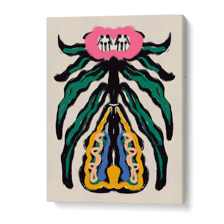 SYMMETRICAL DESIGN WITH A PINK FLOWER , FLORAL FLOWER PAINTINGS