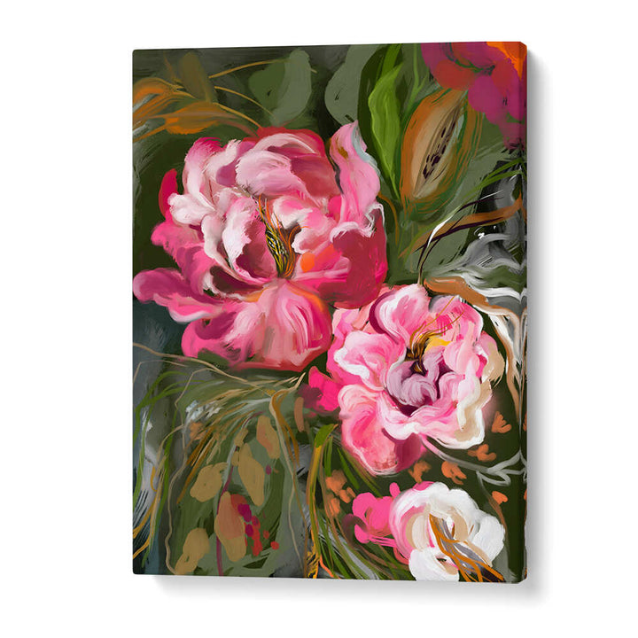 EXPRESSIVE PINK PEONIES , FLORAL FLOWER PAINTINGS