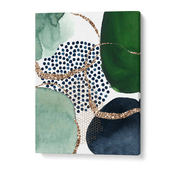 GREEN SHAPES , BOHO ART PAINTINGS