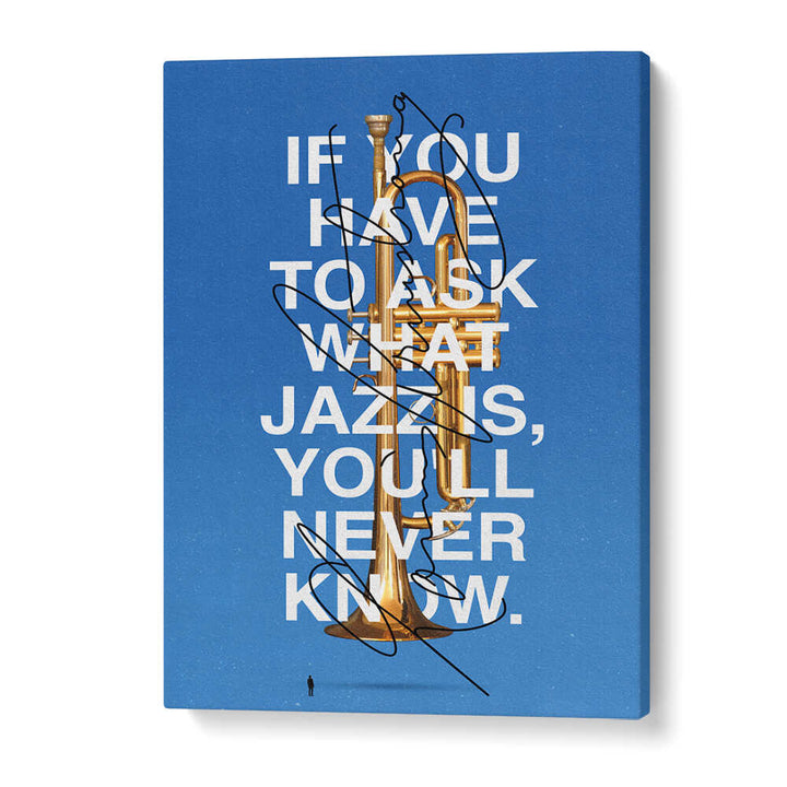 Trendy LOUIS, MUSIC POSTERS featuring a trumpet and jazz quote, perfect for music lovers and art enthusiasts.