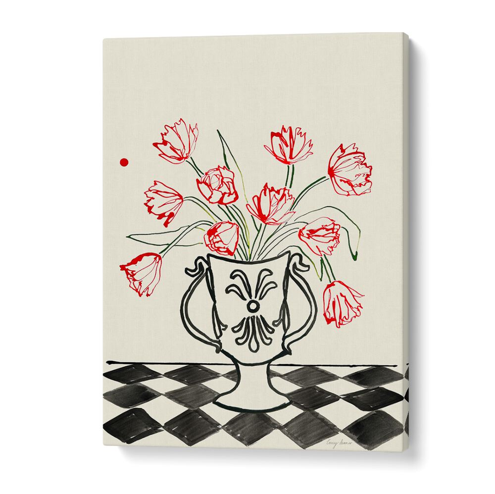 Stunning RED TULIPS IN VASE, FLORAL FLOWER PAINTINGS create a vibrant touch for any home decor.