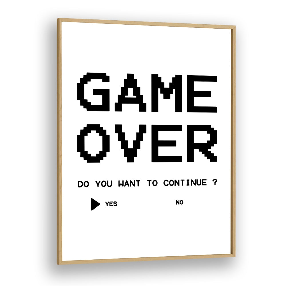 Elevate your gaming space with GAME OVER - CONTINUE, GAMING POSTERS featuring a bold pixel art design.