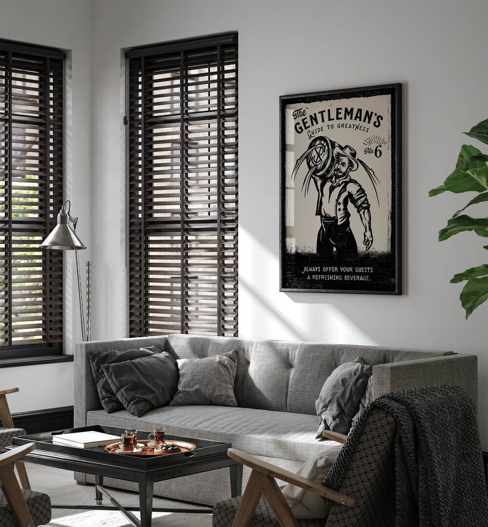Stylish interior featuring GENTLEMAN , BAR art print, perfect for elevating your cafe or home decor.