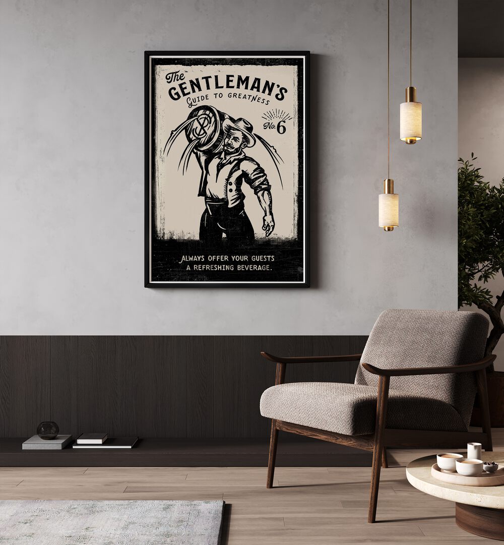 Stylish GENTLEMAN , BAR art print enhancing cafe decor, inspiring sophistication in any space. Perfect for elegant settings.