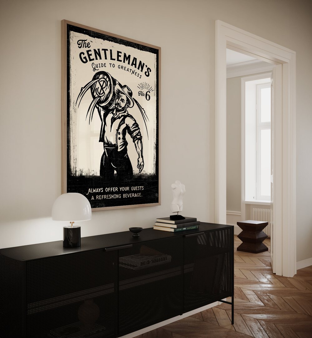 Sophisticated GENTLEMAN, BAR art print elevating your cafe or home decor with charm and style.