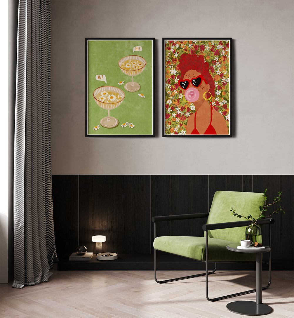 Elevate your decor with the GIGI ROSADO SET, SET OF 2 PAINTINGS featuring vibrant modern art for any space.