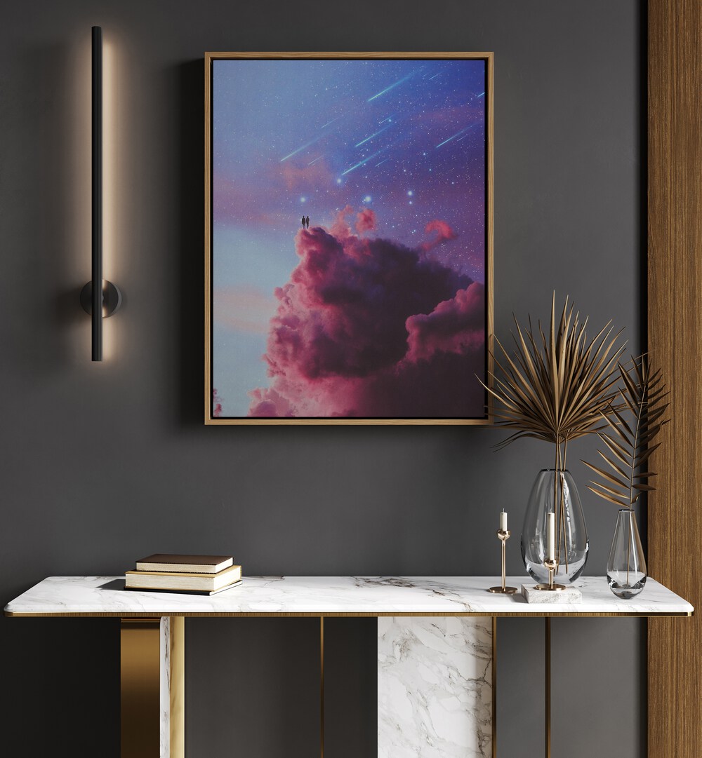 Elevate your space with GLAZE ON, SURREAL PAINTINGS, SURREAL ART PRINTS by Space Rocket Art, featuring dreamy cloudscapes.
