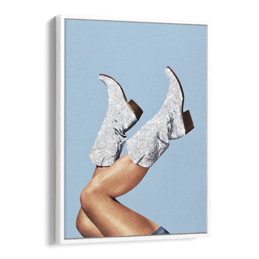 Captivating GLITTER BOOTS BLUE II, SURREAL ART PRINTS by Vertigo Artography, perfect for modern elegance in your space.