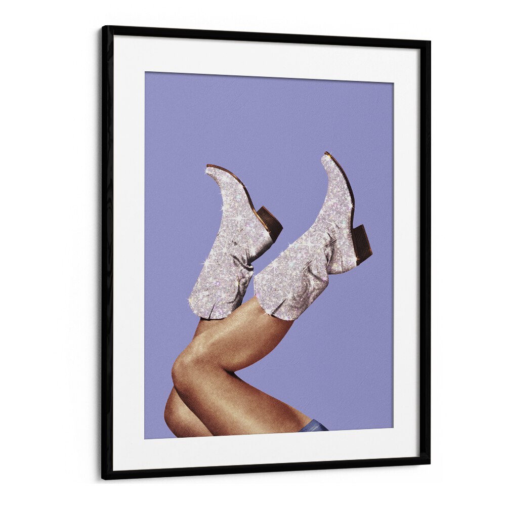 Stylish GLITTER BOOTS, SURREAL ART PRINTS by Vertigo Artography showcasing a captivating periwinkle design.