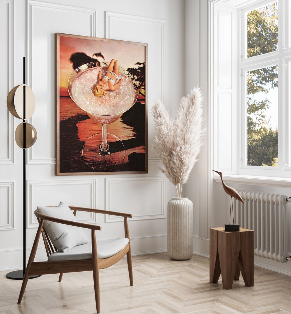 Transform your space with the GLITTER PINK MARGARITA, SURREAL ART PRINTS by Vertigo Artography, showcasing vibrant surrealism.