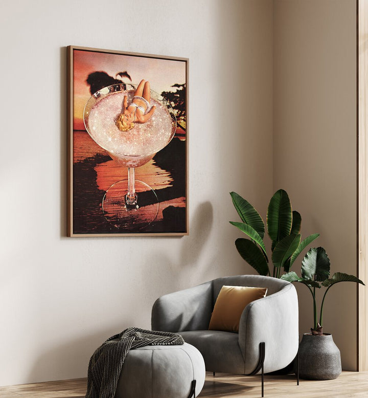 Add a touch of whimsy to your space with GLITTER PINK MARGARITA, SURREAL ART PRINTS by Vertigo Artography.