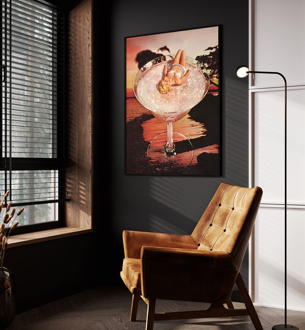 Glitter Pink Margarita, surreal art prints by Vertigo Artography, enhance your space with vibrant creativity.