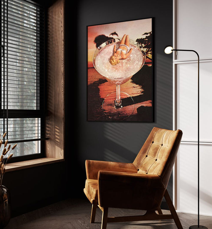 Glitter Pink Margarita, surreal art prints by Vertigo Artography, enhance your space with vibrant creativity.