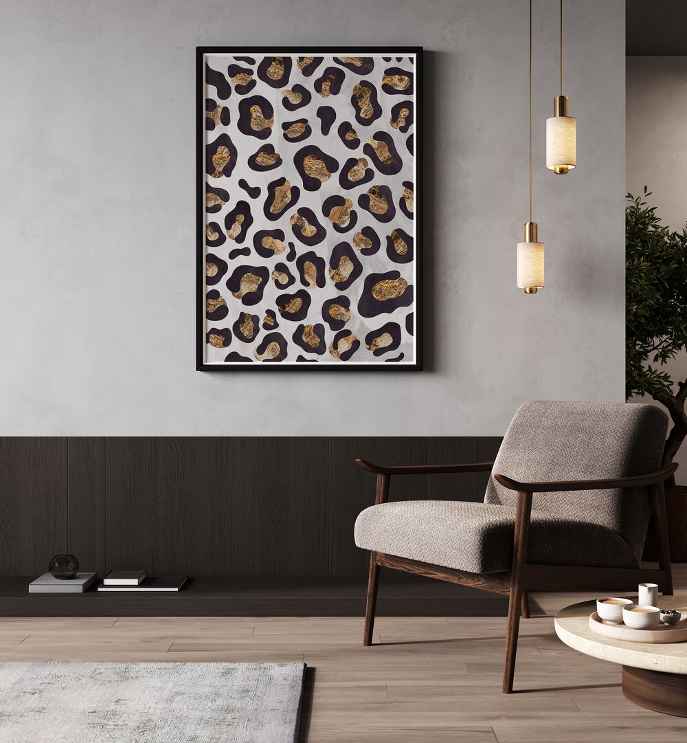 Transform your space with the stunning GOLD BLACK LEOPARD PRINT, FASHION POSTERS by Sarah Manovski, perfect for any decor.