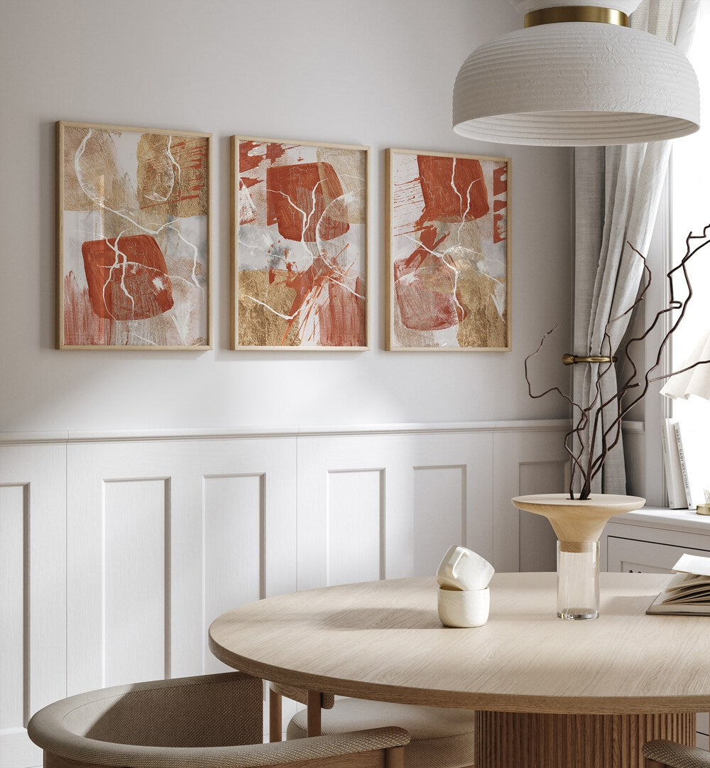 Elevate your decor with the GOLDEN GLOBE SET, SET OF 3 PAINTINGS, showcasing elegance and intricate designs.