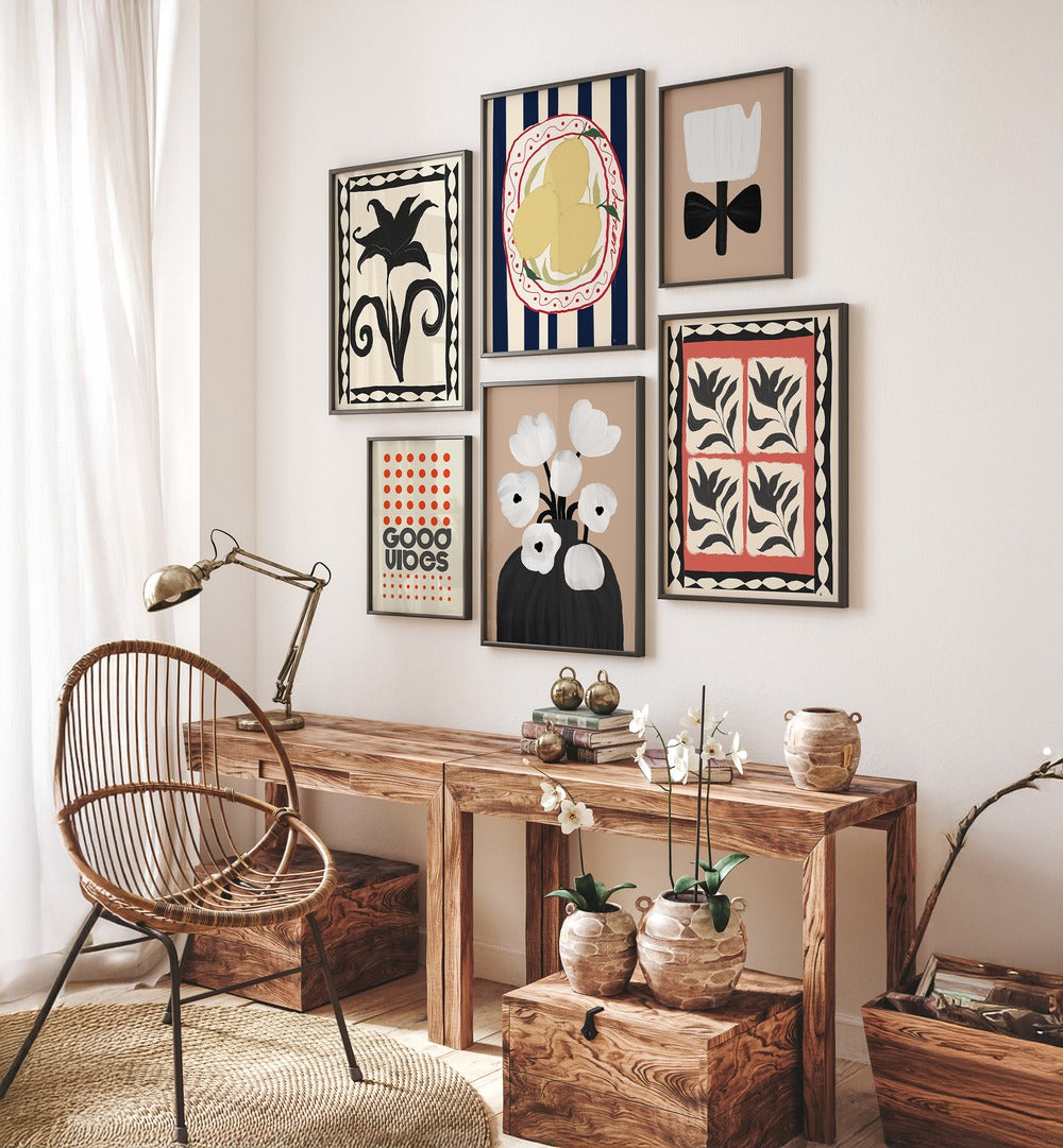 Transform your space with the vibrant GOOD VIBES GALLERY WALL, featuring eclectic prints for charming gallery walls.