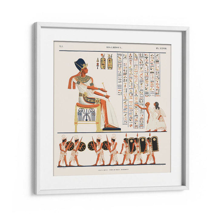 Stunning GREAT SPEOS: NORTH WALL, EGYPTIAN ART PAINTINGS in a white frame, perfect for enriching your space.
