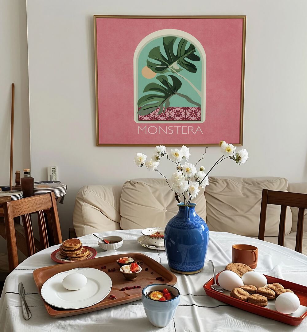 Transform your space with GREEN SETS MONSTERA, FLORAL FLOWER PAINTINGS by Emel Tunaboylu, adding modern artistry.