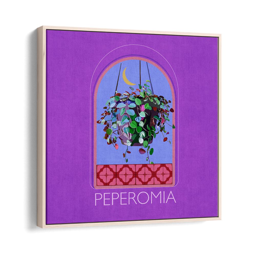 Green Sets Peperomia, floral flower paintings by Emel Tunaboylu, showcasing vibrant botanical artistry in a frame.