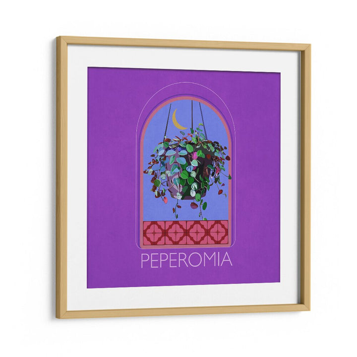 Discover the vibrant GREEN SETS PEPEROMIA, FLORAL FLOWER PAINTINGS framed elegantly in oak wood by Emel Tunaboylu.