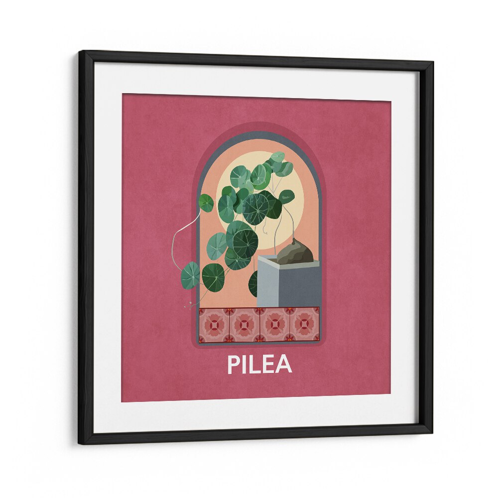 Elegant GREEN SETS PILEA, FLORAL FLOWER PAINTINGS framed art piece, perfect for enhancing any living space.