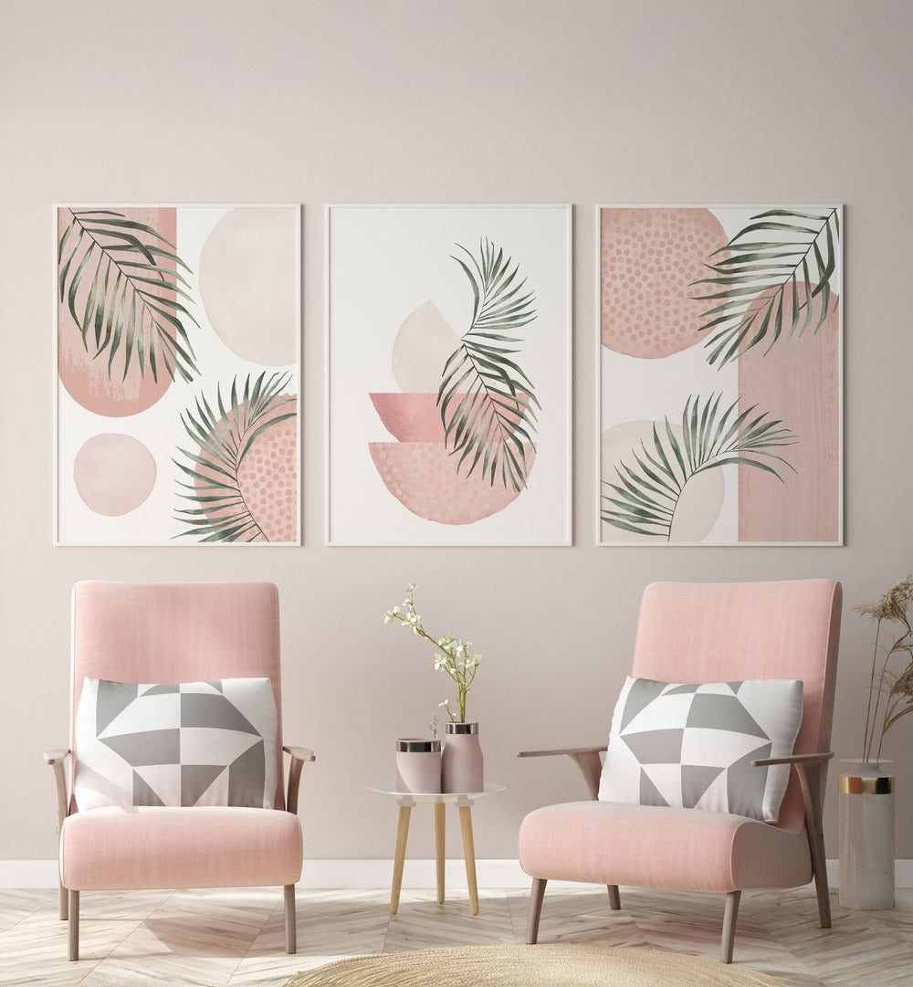 Elevate your decor with the GREEN FERNS SET, SET OF 3 PAINTINGS, showcasing stunning fern designs for a serene touch.