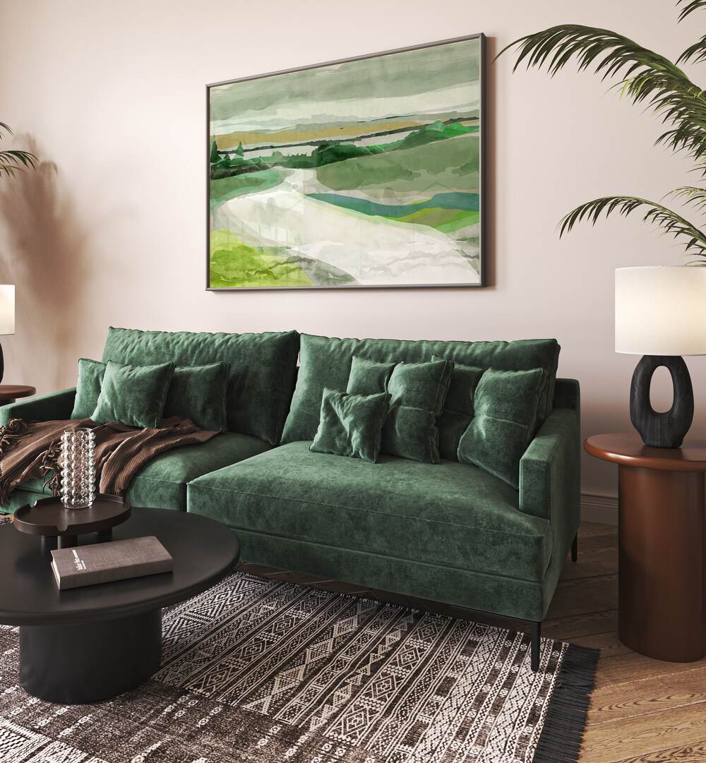Transform your space with GREEN PASTURES I, LANDSCAPE PAINTINGS, showcasing vibrant nature and tranquility.