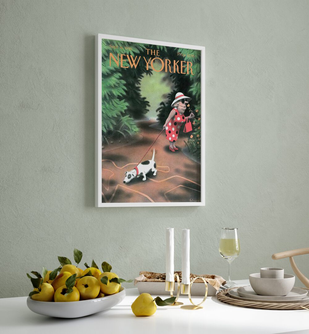 Greeting Card By Ian Falconer - New Yoker Magazine 16th Sept 1996 Artwork Placed on a wall In A Living Room